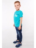 Boy\'s T-shirt with buttons, mint NDZ4482 - Online store - Boutique